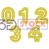 3D Numbers with Yellow and Gold Color A