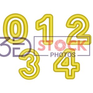 3D Numbers with Yellow and Gold Color A