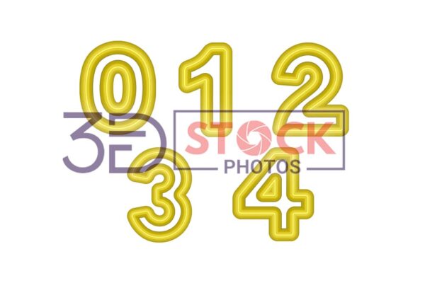 3D Numbers with Yellow and Gold Color A