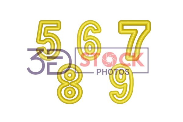 3D Numbers with Yellow and Gold Color B