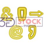 3D Small Alphabets with Yellow and Gold Color A