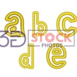 3D Small Alphabets with Yellow and Gold Color A