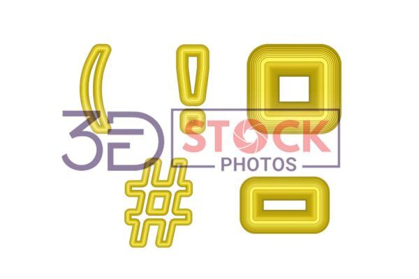 3D Small Alphabets with Yellow and Gold Color B