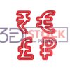 3D Currency Symbols with Red Color A