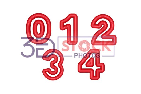 3D Numbers with Red Color A