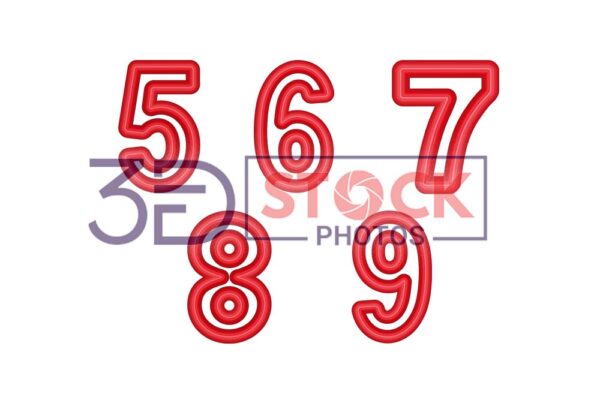 3D Numbers with Red Color B