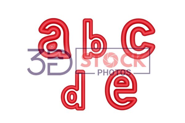 3D Small Alphabets with Red Color A