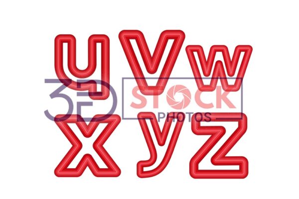 3D Small Alphabets with Red Color E