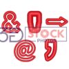 3D Symbols with Red Color A