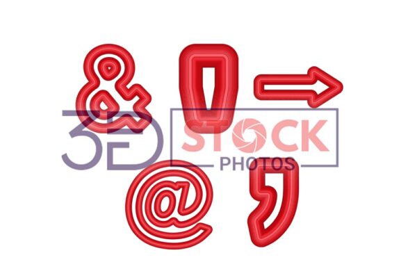 3D Symbols with Red Color A