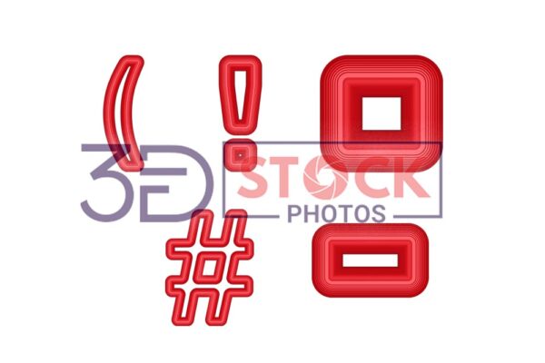 3D Symbols with Red Color B