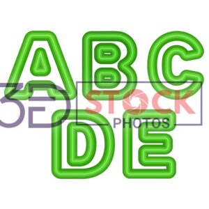 3D Capital Alphabets with Green Color A