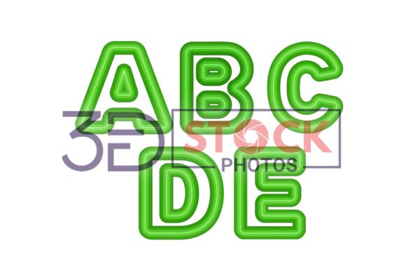 3D Capital Alphabets with Green Color A