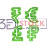 3D Currency Symbols with Green Color A