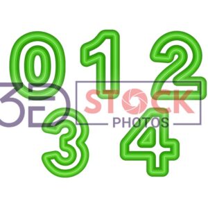 3D Numbers with Green Color A