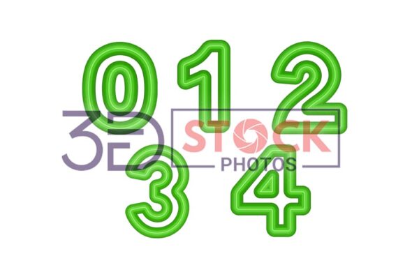 3D Numbers with Green Color A