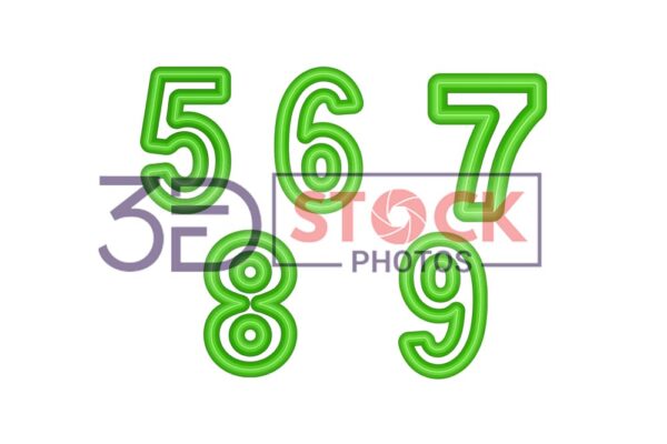 3D Numbers with Green Color B