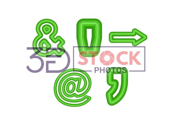 3D Symbols with Green Color A