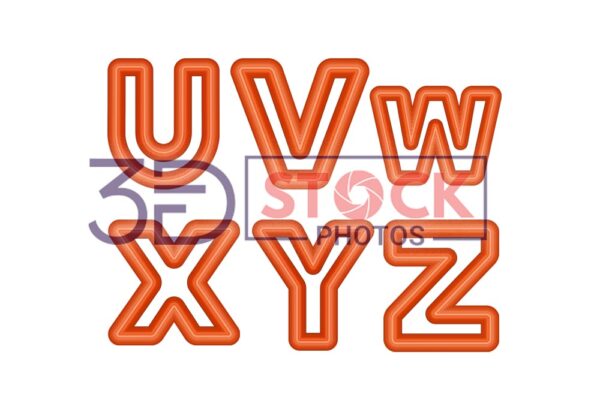 3D Capital Alphabets with dark orange and light amber Color E