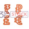 3D Currency Symbols with dark orange and light amber Color A