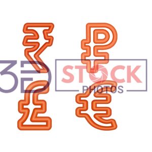 3D Currency Symbols with dark orange and light amber Color A