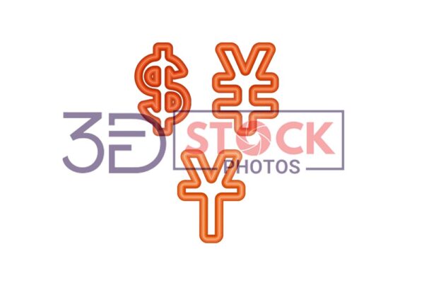 3D Currency Symbols with dark orange and light amber Color B