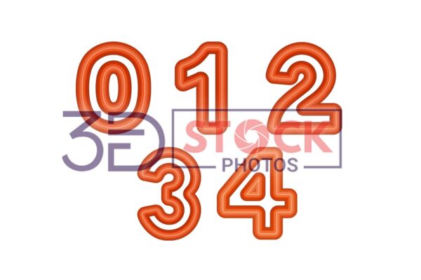 3D Numbers with dark orange and light amber Color A