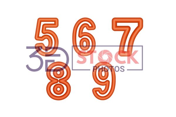 3D Numbers with dark orange and light amber Color B