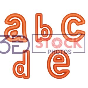 3D Small Alphabets with dark orange and light amber Color A