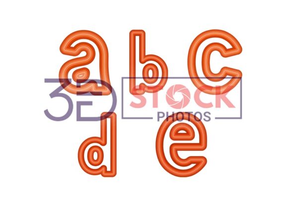 3D Small Alphabets with dark orange and light amber Color A