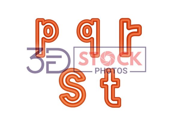 3D Small Alphabets with dark orange and light amber Color D