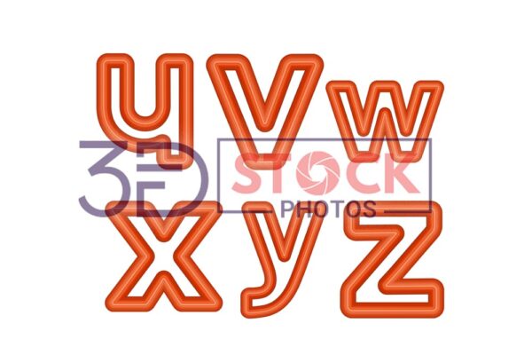 3D Small Alphabets with dark orange and light amber Color E