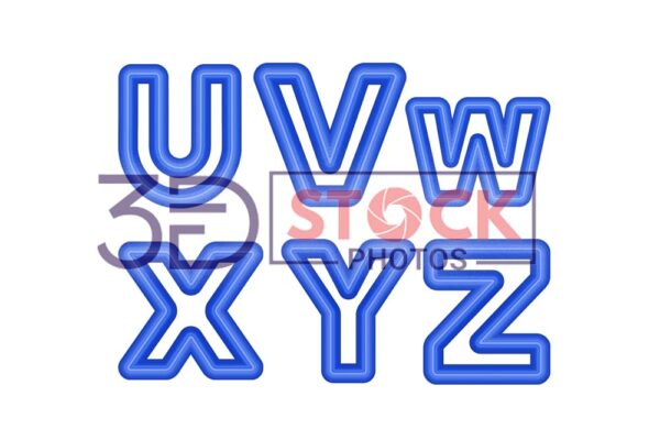 3D Capital Alphabets with Blue Shade and Grey Color E