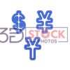 3D Currency Symbols with Blue Shade and Grey Color B