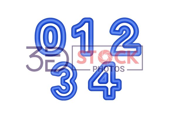 3D Numbers with Blue Shade and Grey Color A