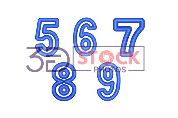 05 3D Numbers with Blue Shade and Grey Color B