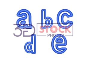 3D Small Alphabets with Blue Shade and Grey Color