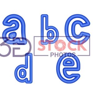 3D Small Alphabets with Blue Shade and Grey Color A