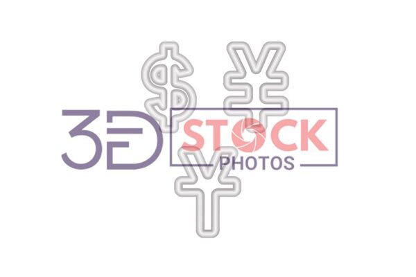 3D Currency Symbols with Grey and White Color B