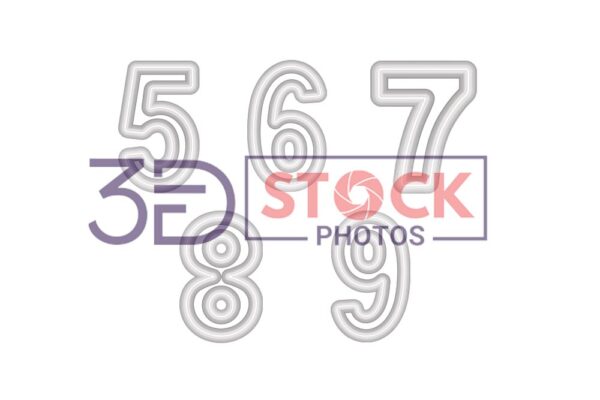 3D Numbers with Grey and White Color B