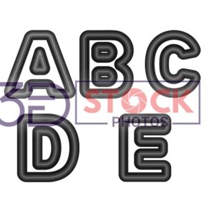 3D Capital Alphabets with Black and Grey Color A