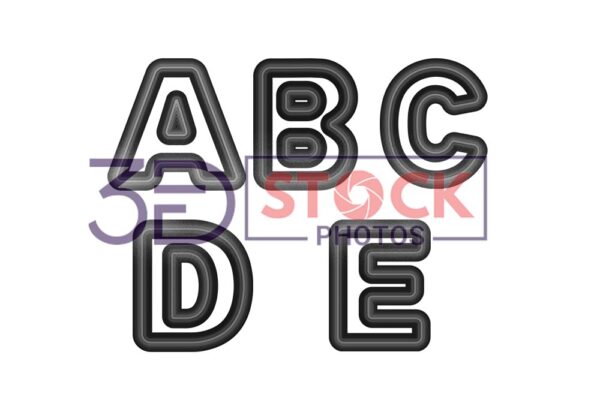 3D Capital Alphabets with Black and Grey Color A