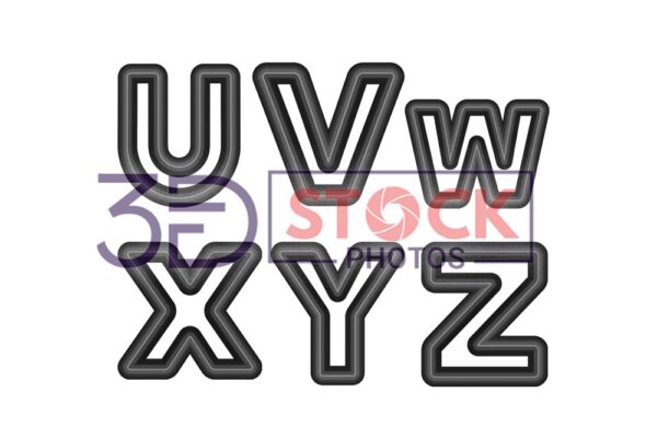 3D Capital Alphabets with Black and Grey Color E