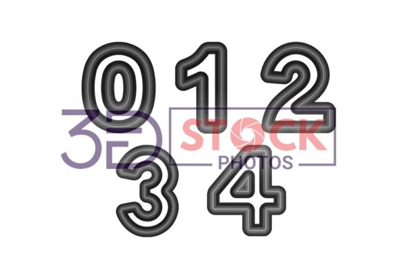 3D Numbers with Black and Grey Color A