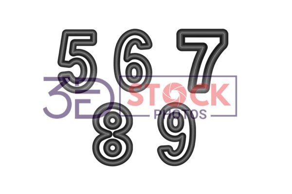 3D Numbers with Black and Grey Color B