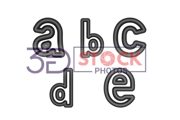 3D Small Alphabets with Black and Grey Color A