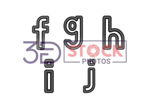 3D Small Alphabets with Black and Grey Color B