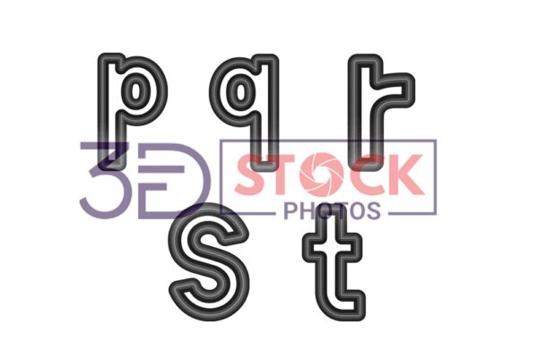 3D Small Alphabets with Black and Grey Color D