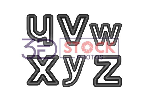 3D Small Alphabets with Black and Grey Color E