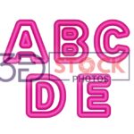 3D Capital Alphabets with Pink and Grey Color A